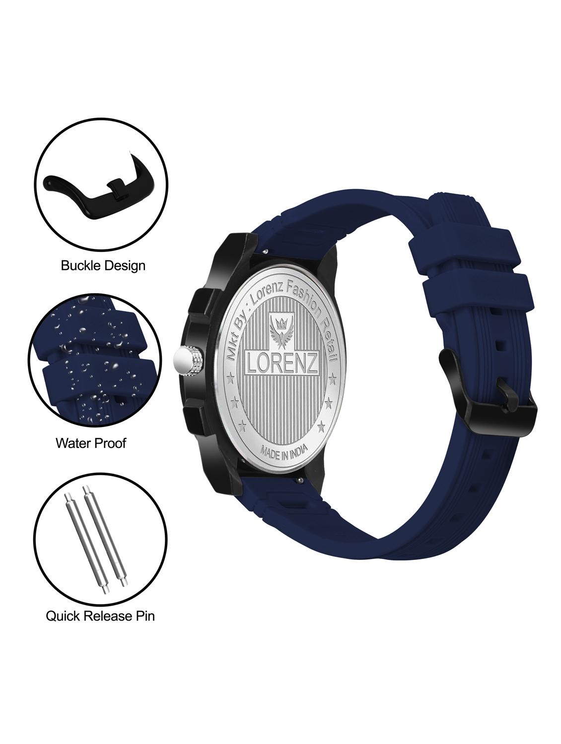 men's black dial sporty analog watch with silicone strap - 21981558 - Standard Image - 4
