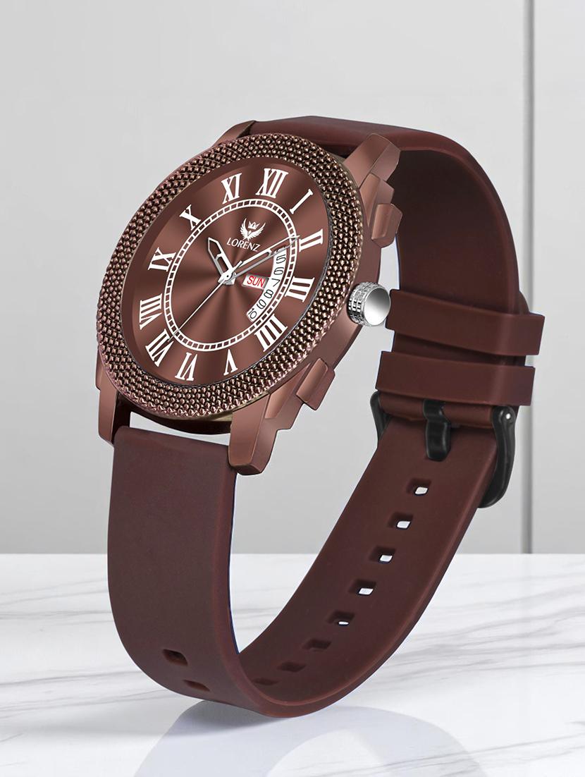 men sporty analog watch with silicone strap
