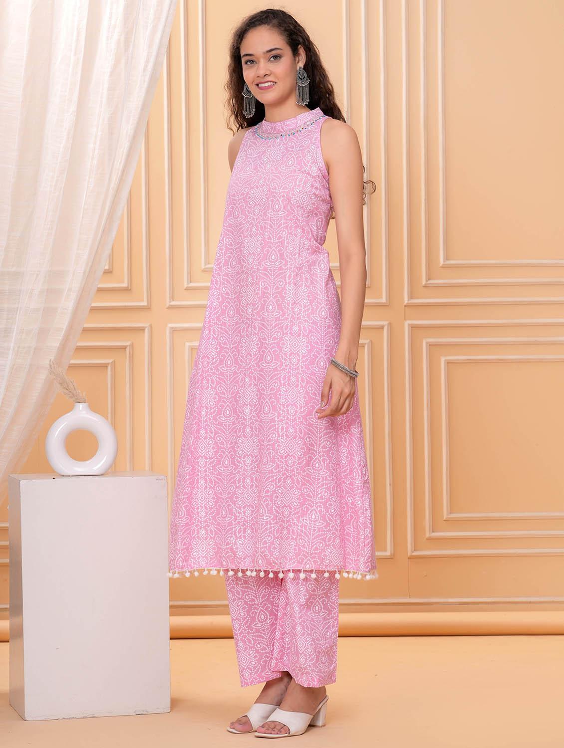 women printed sleeveless kurta and palazzo set - 21981591 - Standard Image - 1