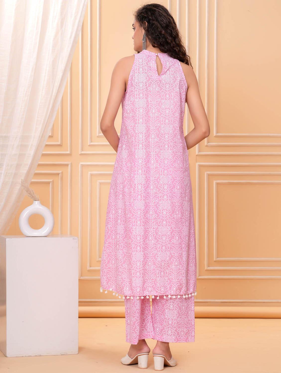 women printed sleeveless kurta and palazzo set - 21981591 - Standard Image - 4