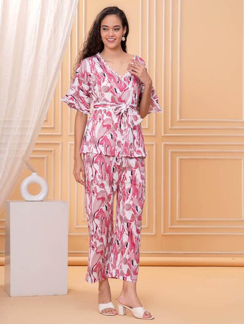 women printed top and trouser co-ord set - 21981597 -  Standard Image - 0