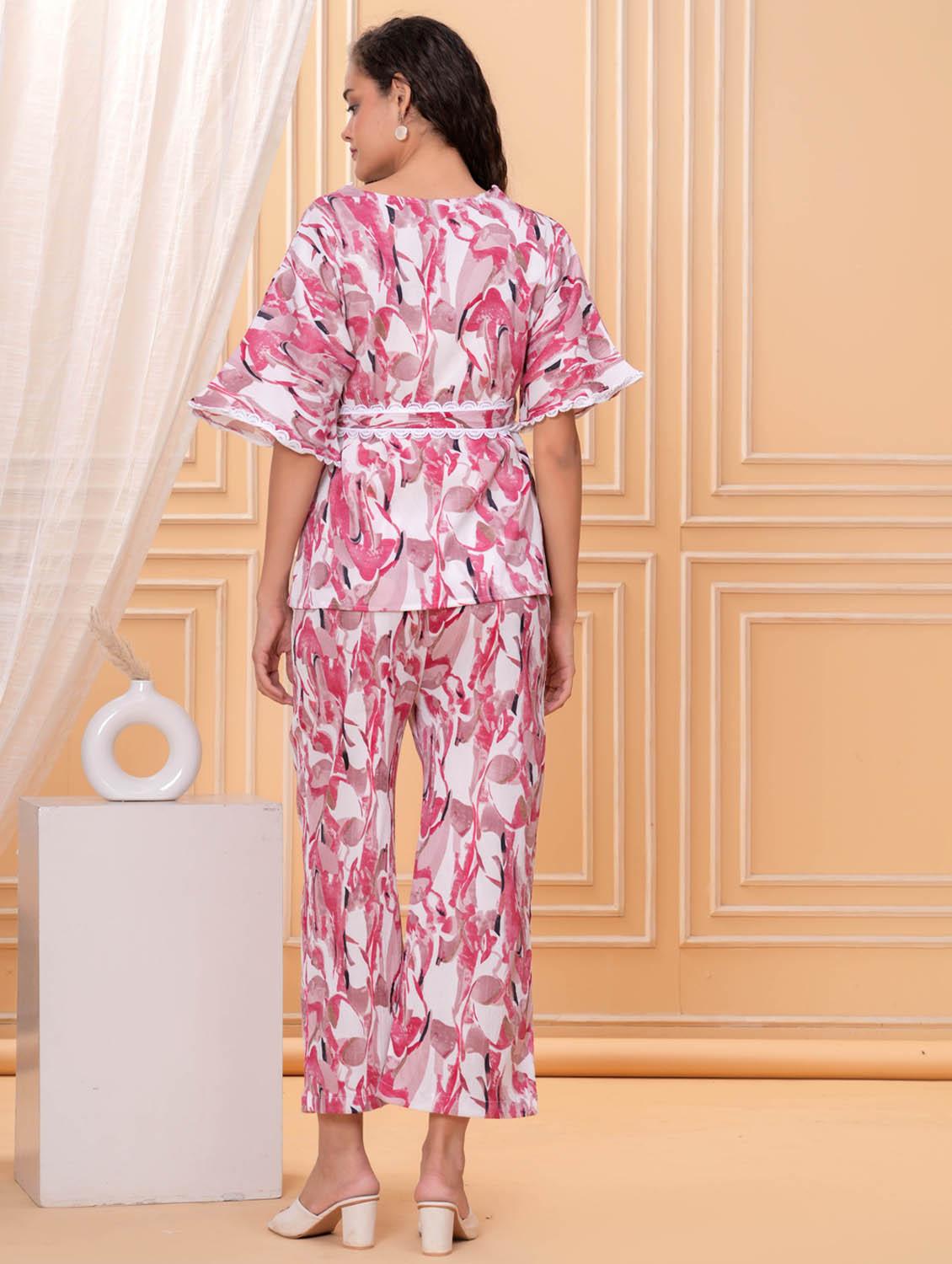 women printed top and trouser co-ord set - 21981597 - Standard Image - 4