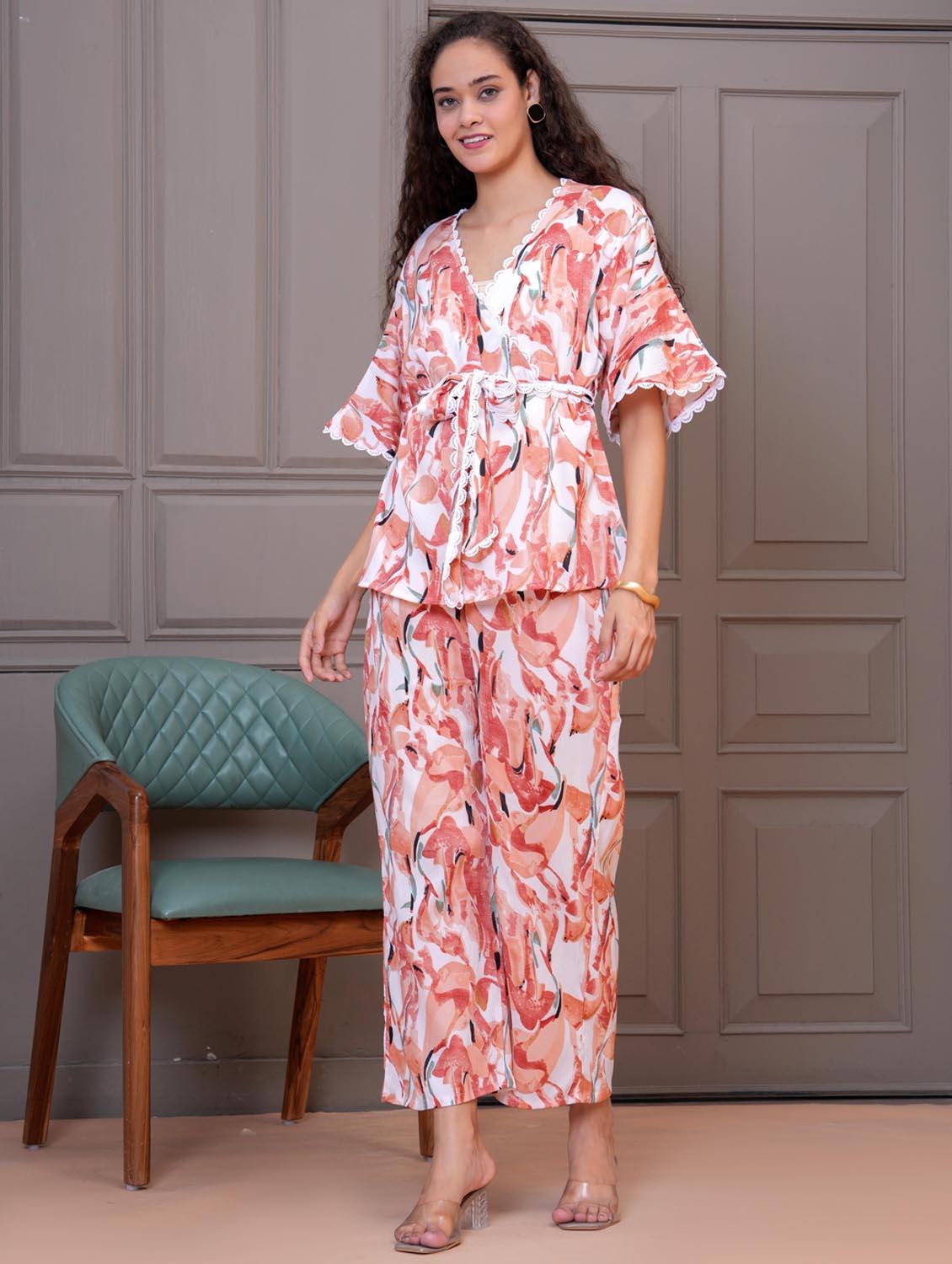women printed top and trouser co-ord set - 21981599 - Standard Image - 1