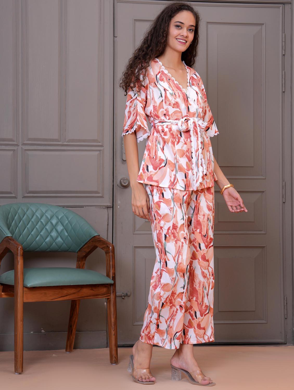 women printed top and trouser co-ord set - 21981599 - Standard Image - 4