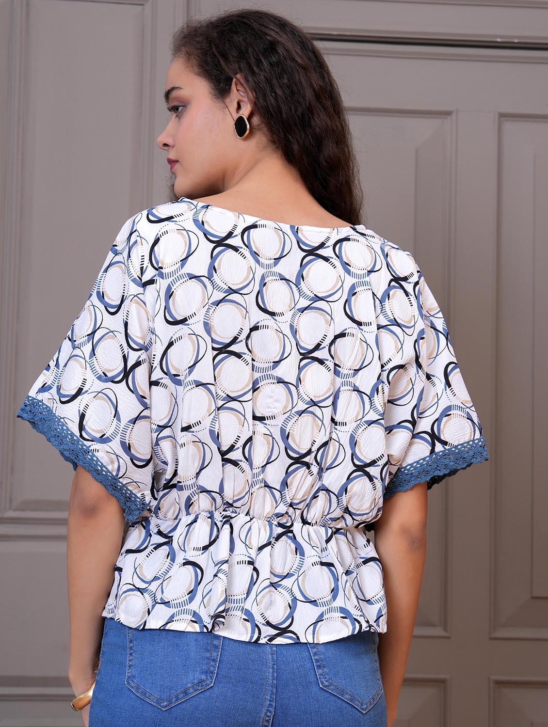 women grey printed batwing sleeve top - 21981606 - Standard Image - 4