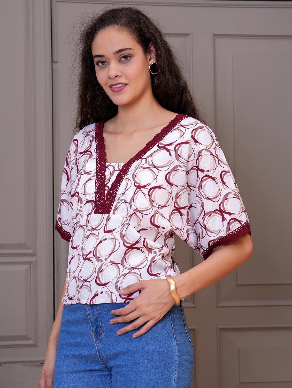 women white printed batwing sleeve top - 21981607 - Standard Image - 1