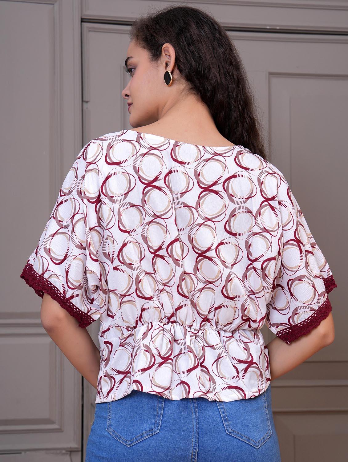women white printed batwing sleeve top - 21981607 - Standard Image - 4