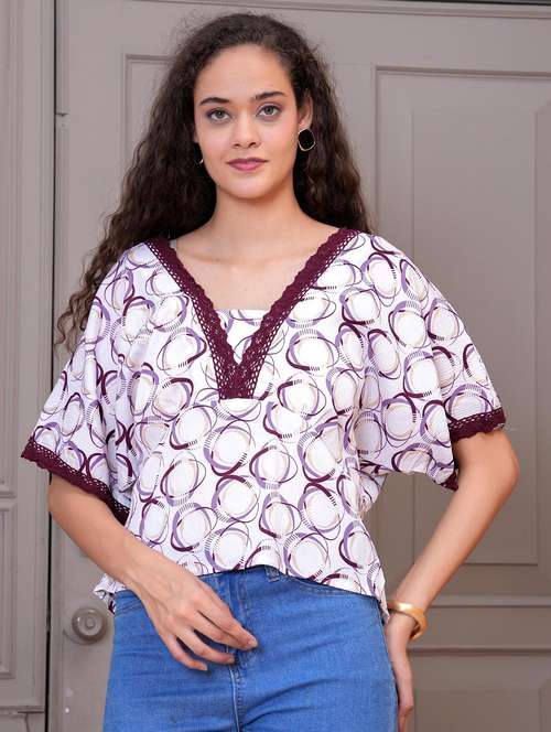 women white printed batwing sleeve top - 21981608 -  Standard Image - 0