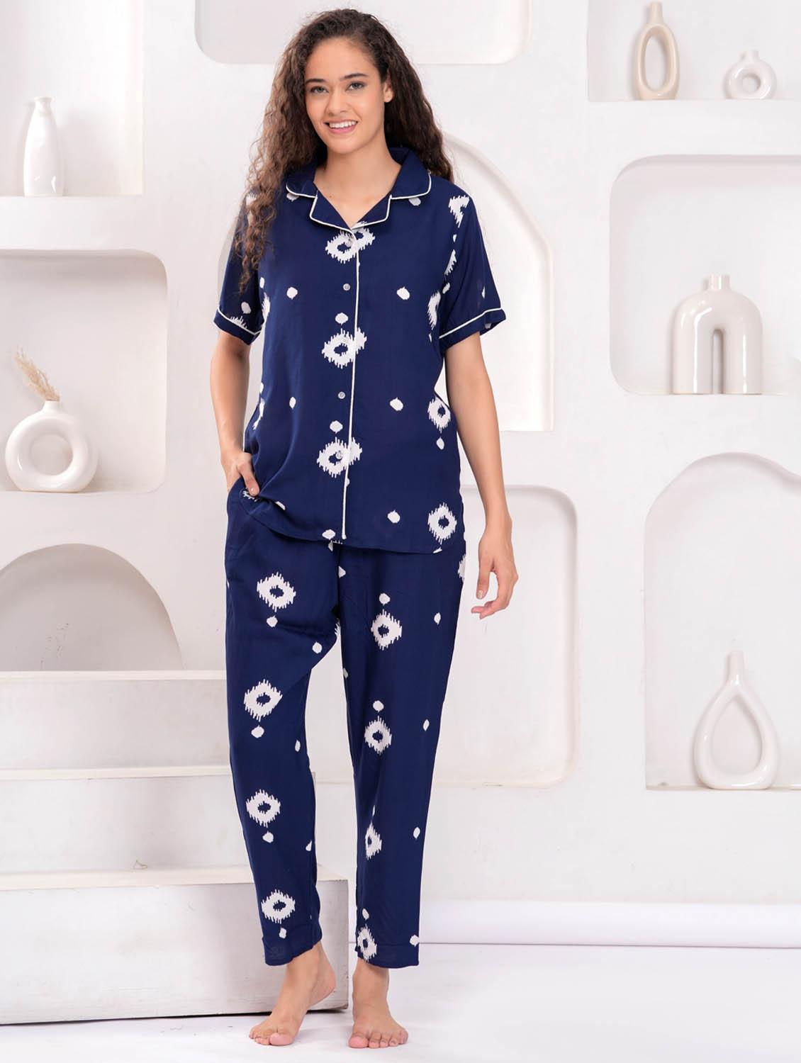 women printed short sleeve nightwear pyjama set - 21981616 - Standard Image - 1