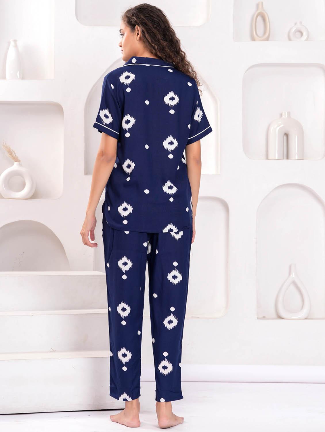 women printed short sleeve nightwear pyjama set - 21981616 - Standard Image - 4
