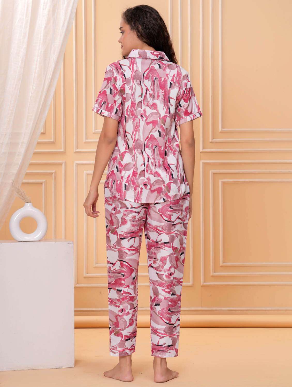 women printed short sleeve nightwear pyjama set - 21981619 -  Standard Image - 4