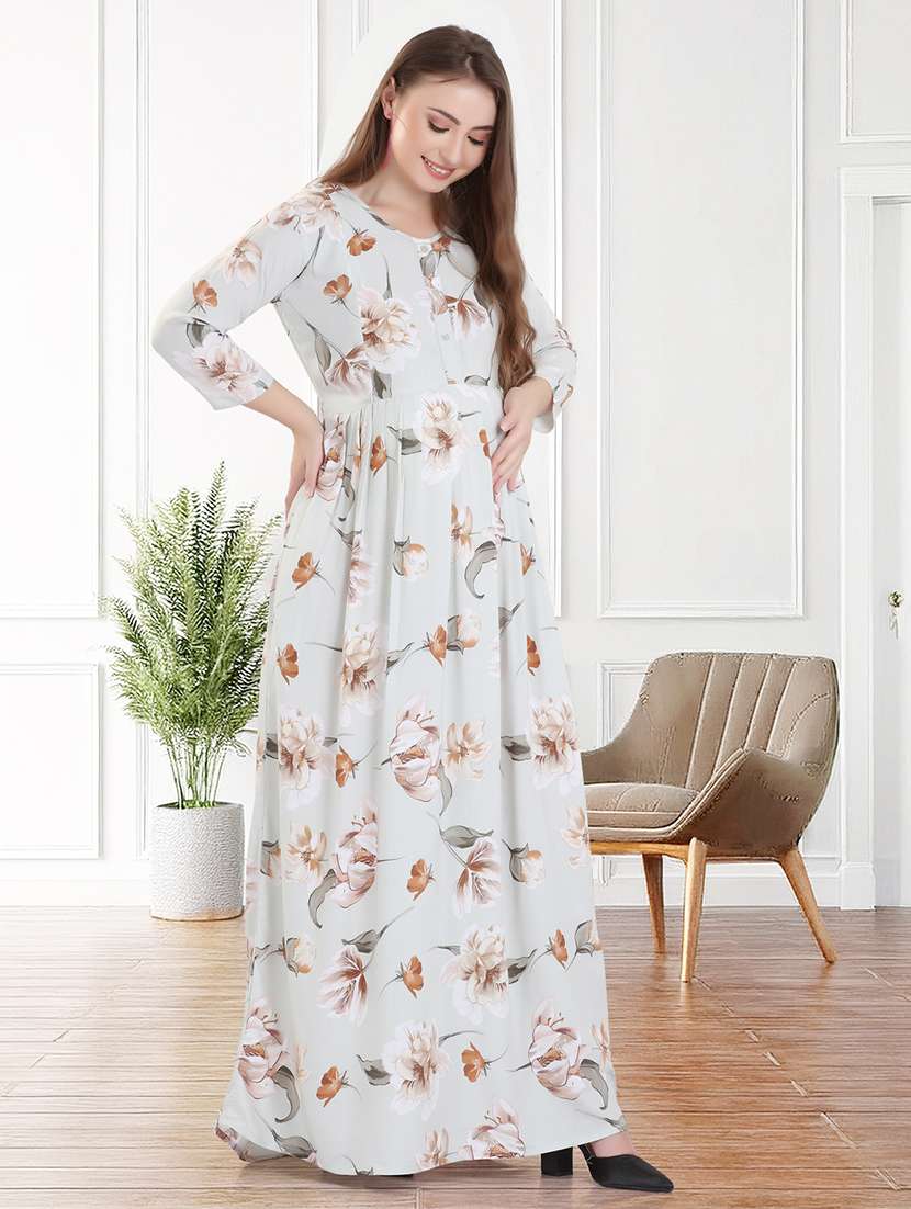 women printed long sleeve maternity wear nighty - 21981623 -  Standard Image - 1