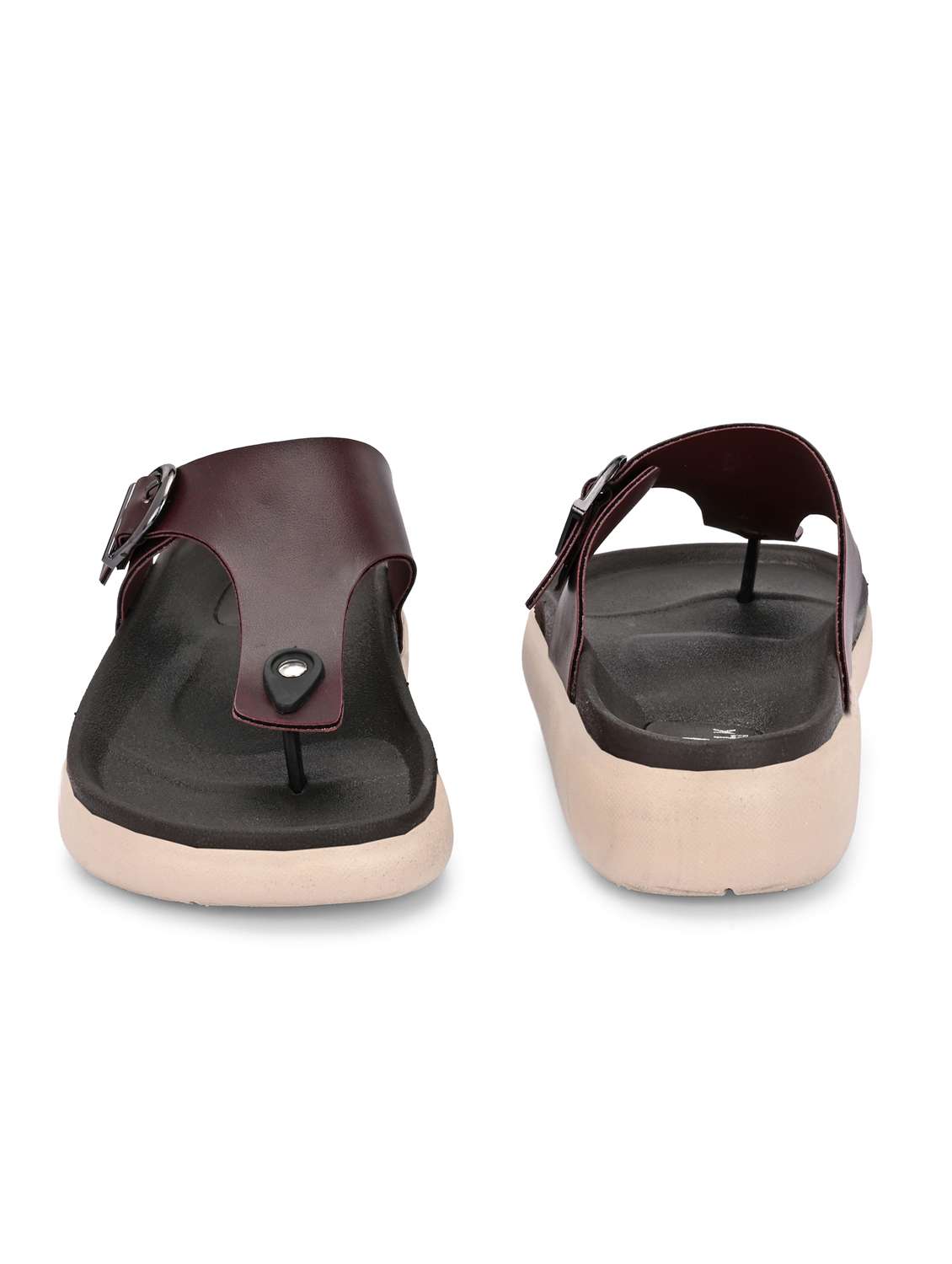 men brown solid slip on sandal - 21981648 -  Standard Image - 4