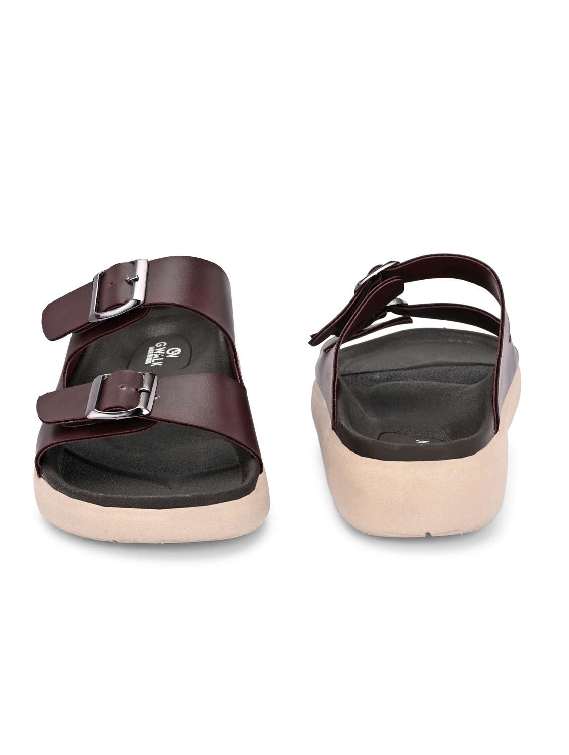 men brown solid slip on sandal - 21981651 -  Standard Image - 4