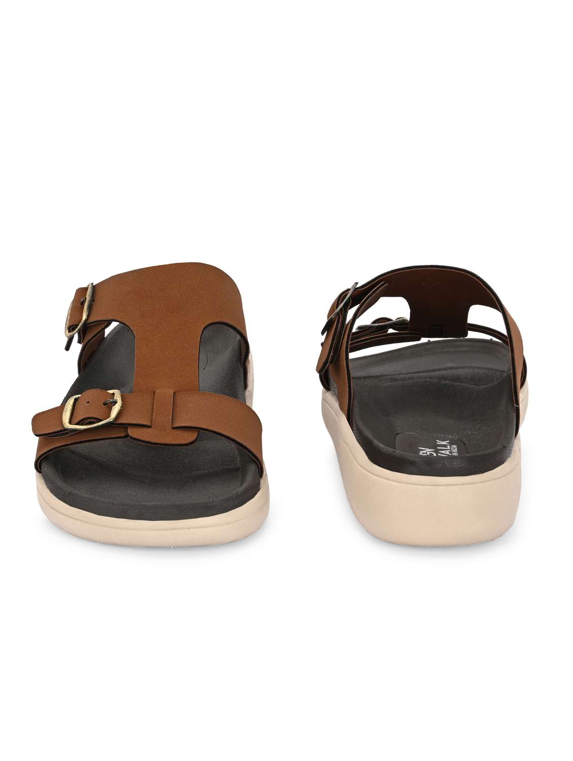 men tan solid slip on sandal - 21981655 -  Standard Image - 4