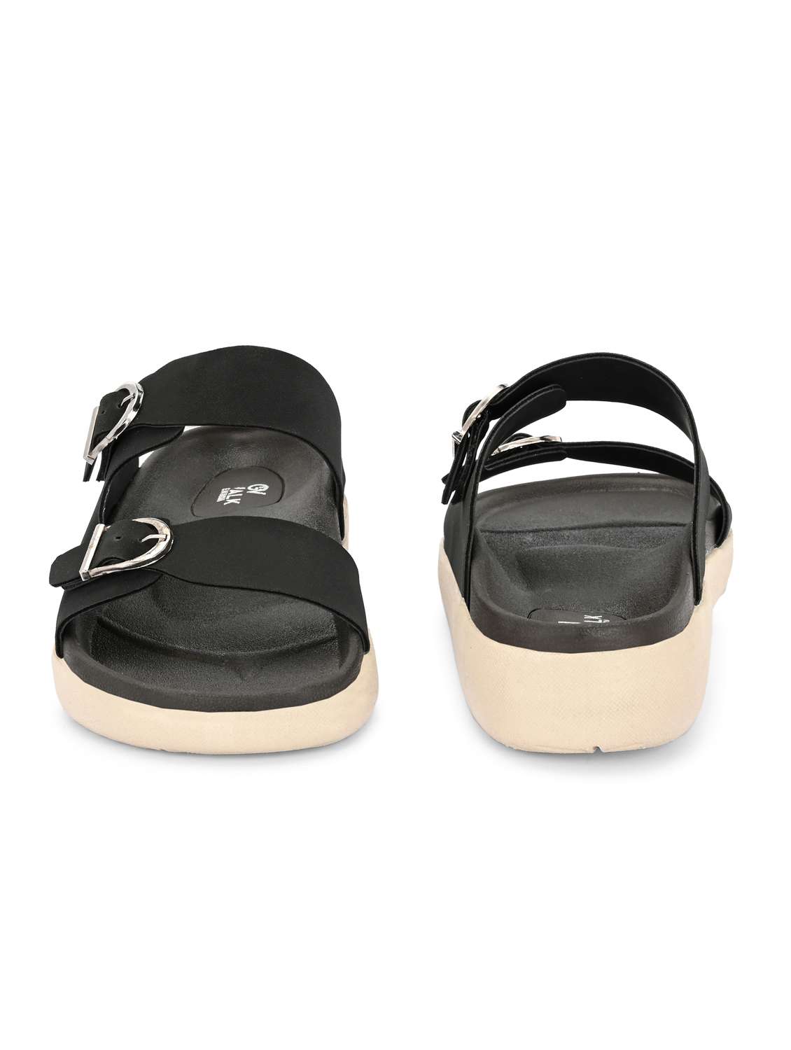 men black solid slip on sandal - 21981657 -  Standard Image - 4