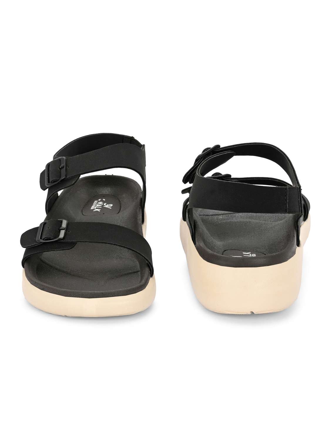 men black solid back strap sandal - 21981668 -  Standard Image - 4