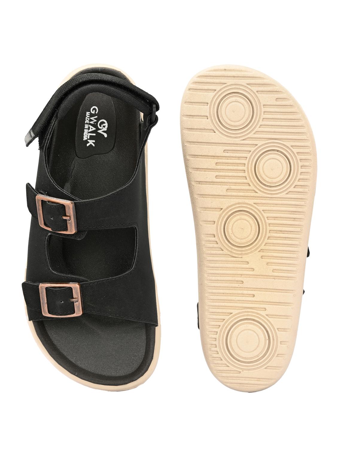 men black solid back strap sandal - 21981671 - Standard Image - 4