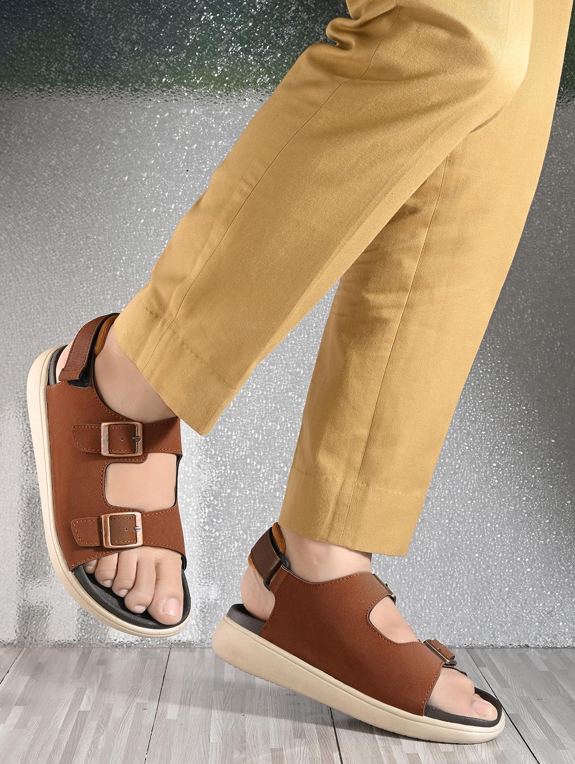 tan comfortable casual slip-on sandal for men - 21981673 - Standard Image - 1