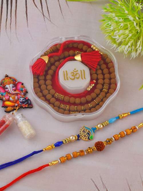 pack of 3 tulsi and rudraksh rakhi set - 21981745 - Standard Image - 0