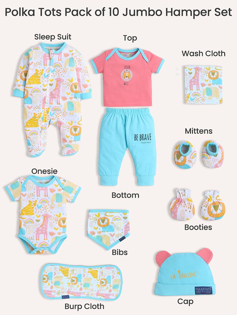 polka tots cotton pack of 10 jumbo hamper set jungle print - 21981757 - Standard Image - 9