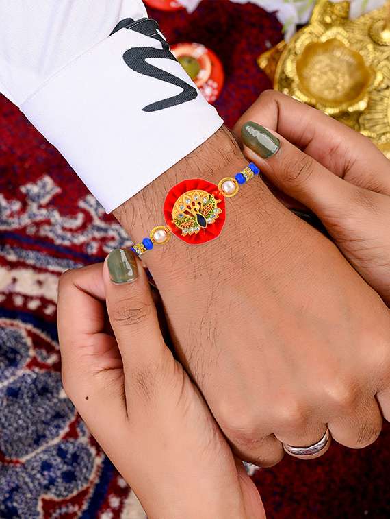 pack of 3 beaded rakhi set with roli and chawal - 21981764 -  Standard Image - 1