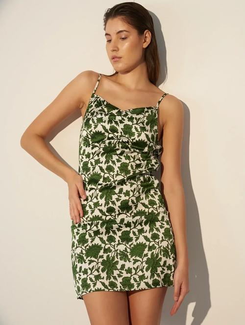 women floral print shoulder strap cowl neck sheath dress - 21981775 - Standard Image - 0