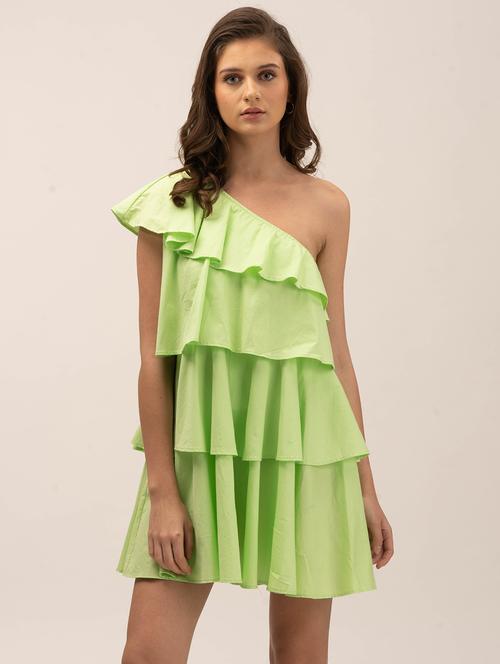 women solid single shoulder layere dress - 21981778 - Standard Image - 0