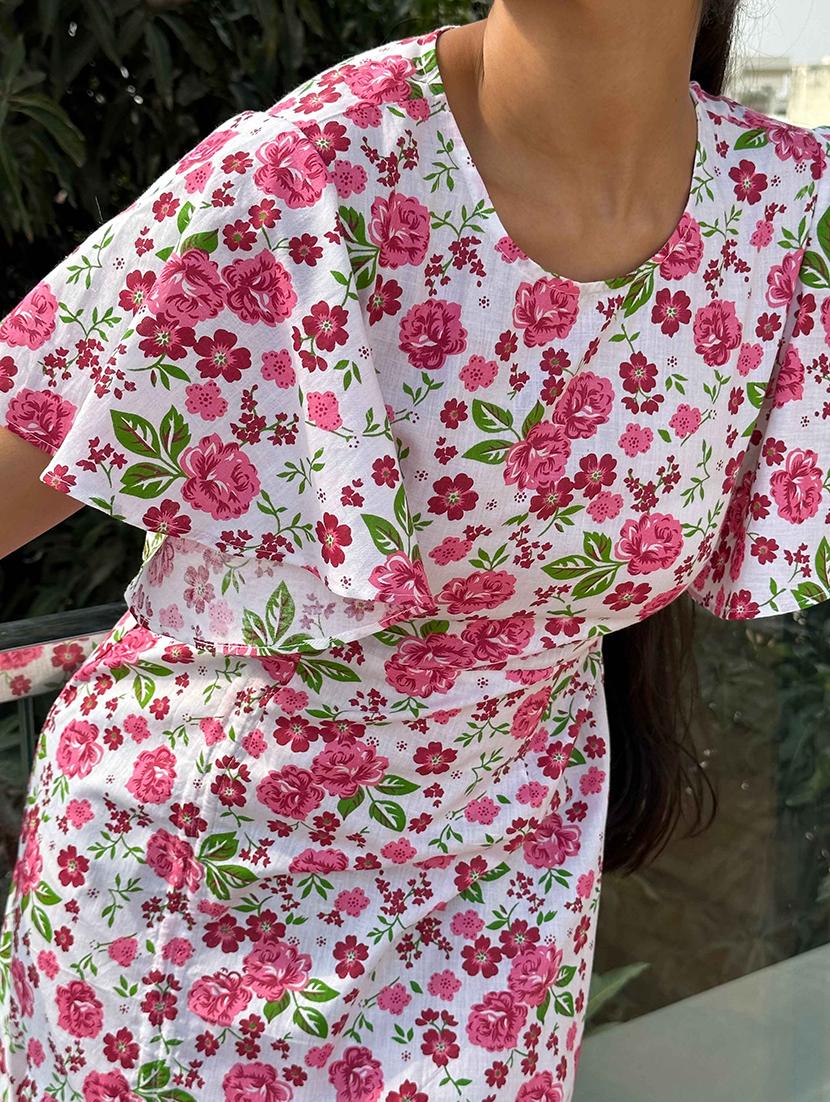 women floral printed flared sleeve tiered dress - 21981788 - Standard Image - 4