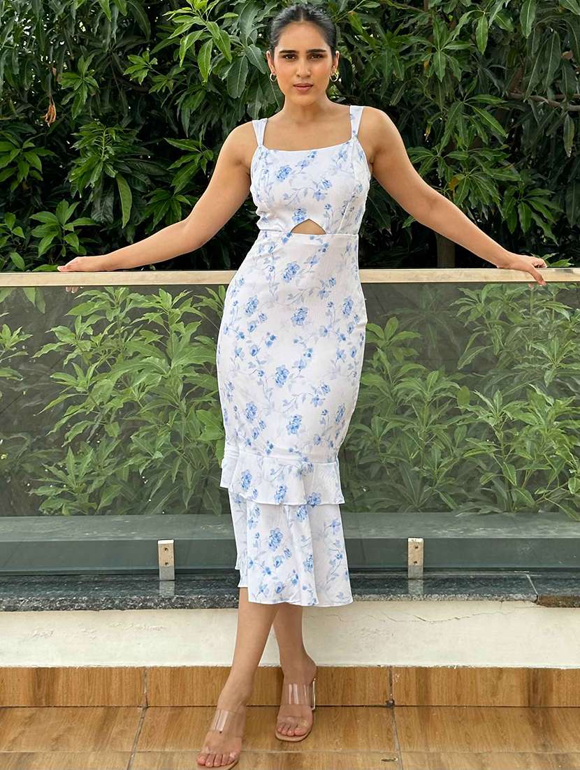 women floral print shoulder strap layered dress - 21981799 -  Standard Image - 1