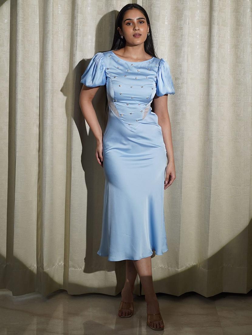 women embellished puff sleeve sheath dress - 21981825 -  Zoom Image - 0