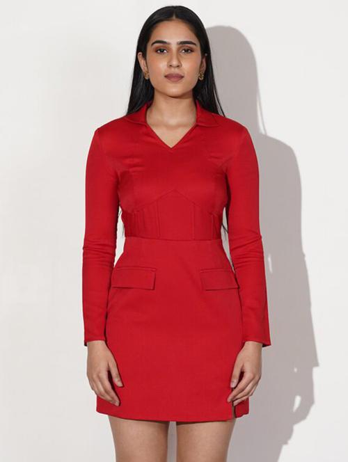 women red solid long sleeve sheath dress - 21981831 -  Standard Image - 0