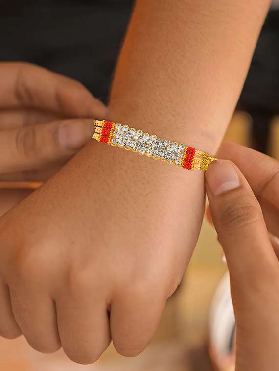 pack of 4 beaded and stone studded rakhi set - 21981838 -  Standard Image - 1