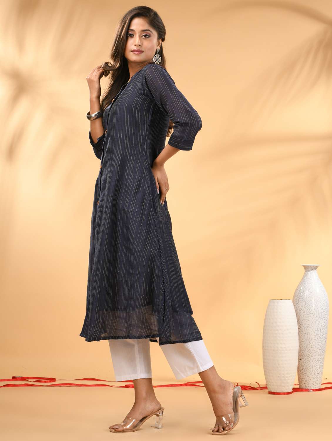 women self design three quarter sleeve a-line kurta - 21981845 -  Standard Image - 4