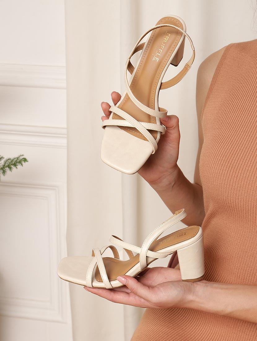 women cream strappy block heel sandal  - 21981889 -  Zoom Image - 0