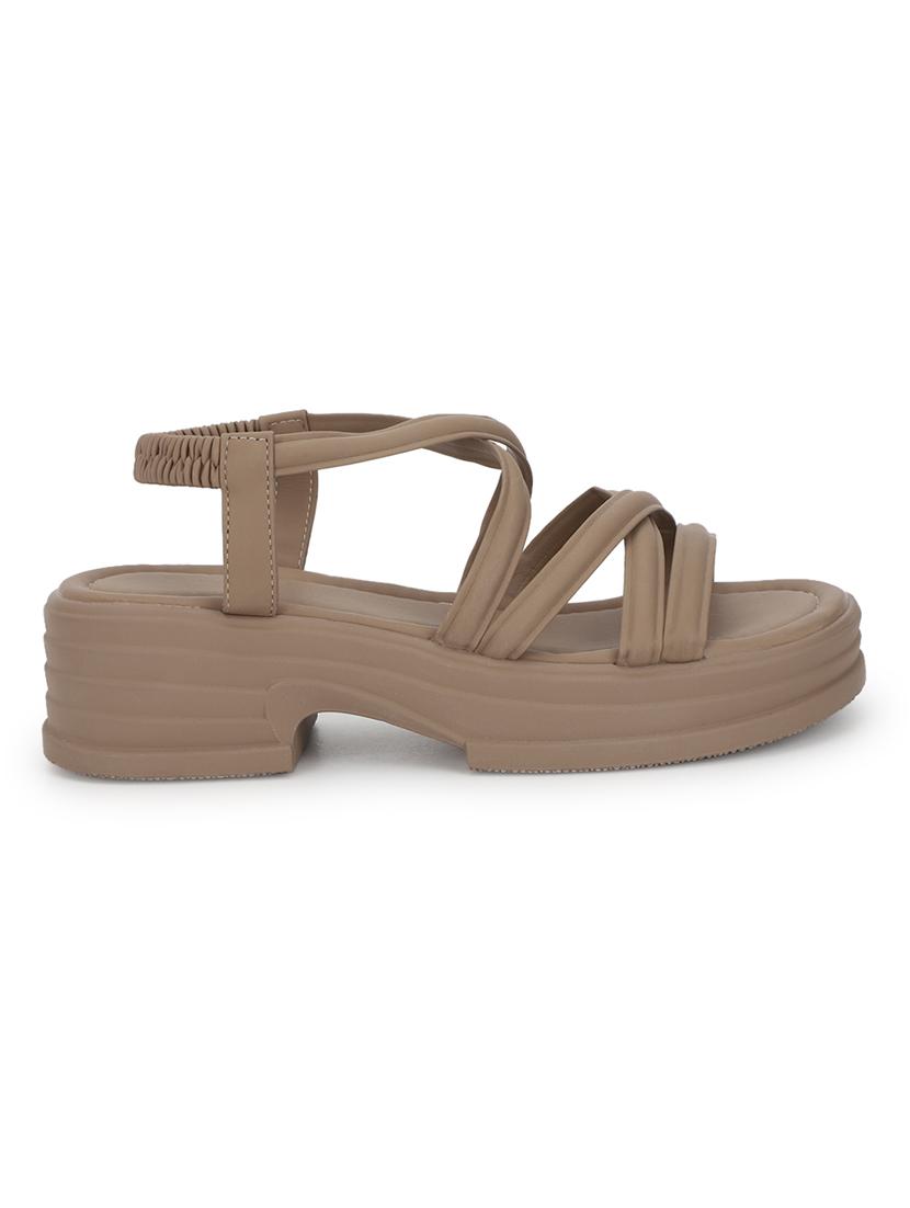 women brown back strap platform sandal - 21981892 - Standard Image - 1