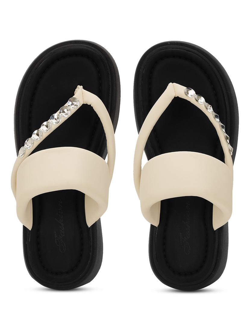 women cream slip on platform sandal - 21981901 - Standard Image - 4