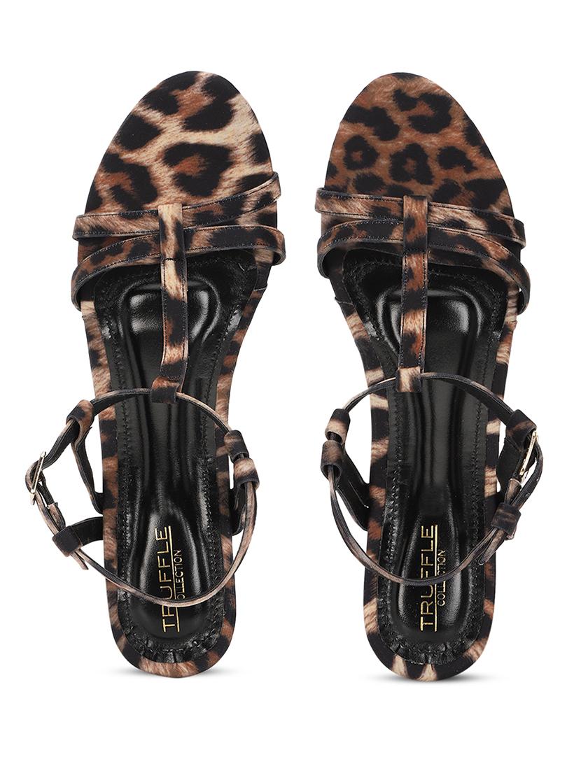 women brown animal print ankle strap sandal - 21981905 - Standard Image - 4