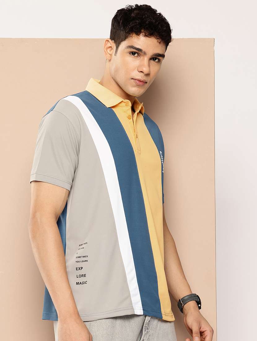 men color block short sleeve regular fit polo t-shirt - 21981914 - Standard Image - 1