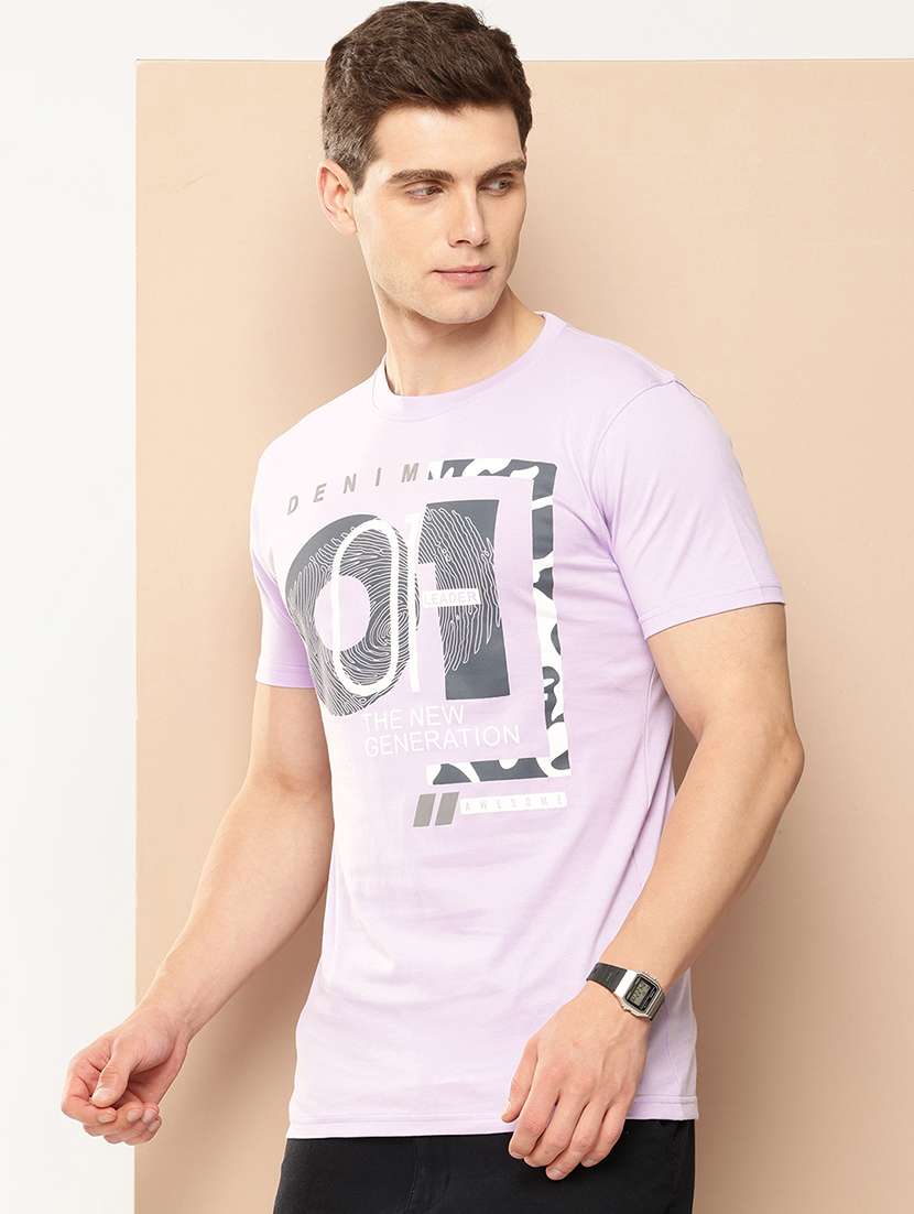 men front print round neck regular fit t-shirt - 21981918 -  Standard Image - 1