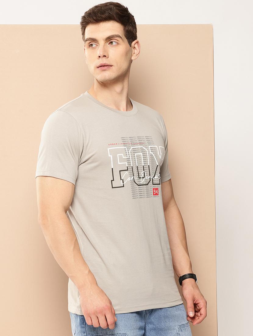 men chest print round neck regular fit t-shirt - 21981923 - Standard Image - 1