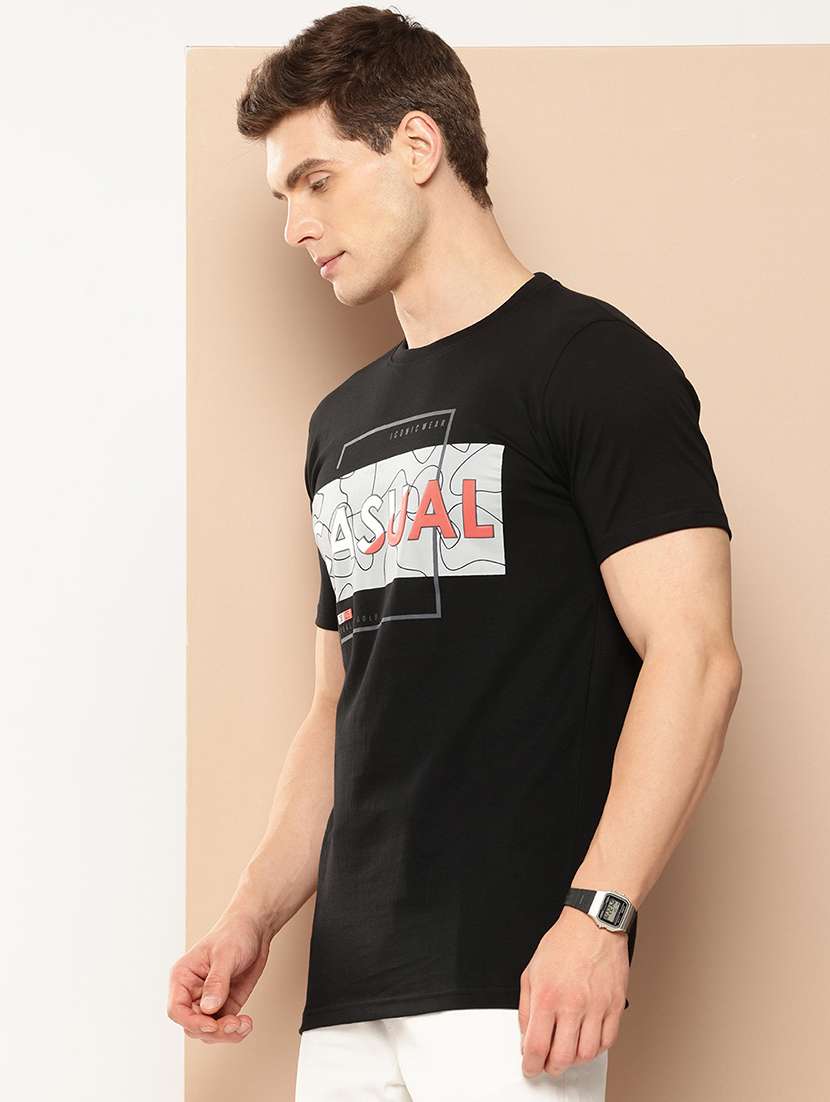 men chest print round neck regular fit t-shirt - 21981924 - Standard Image - 1