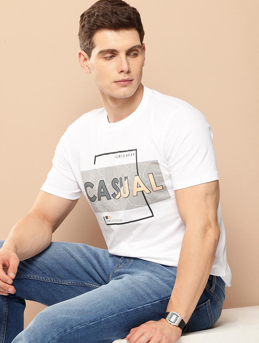 men chest print round neck regular fit t-shirt - 21981925 - Standard Image - 1