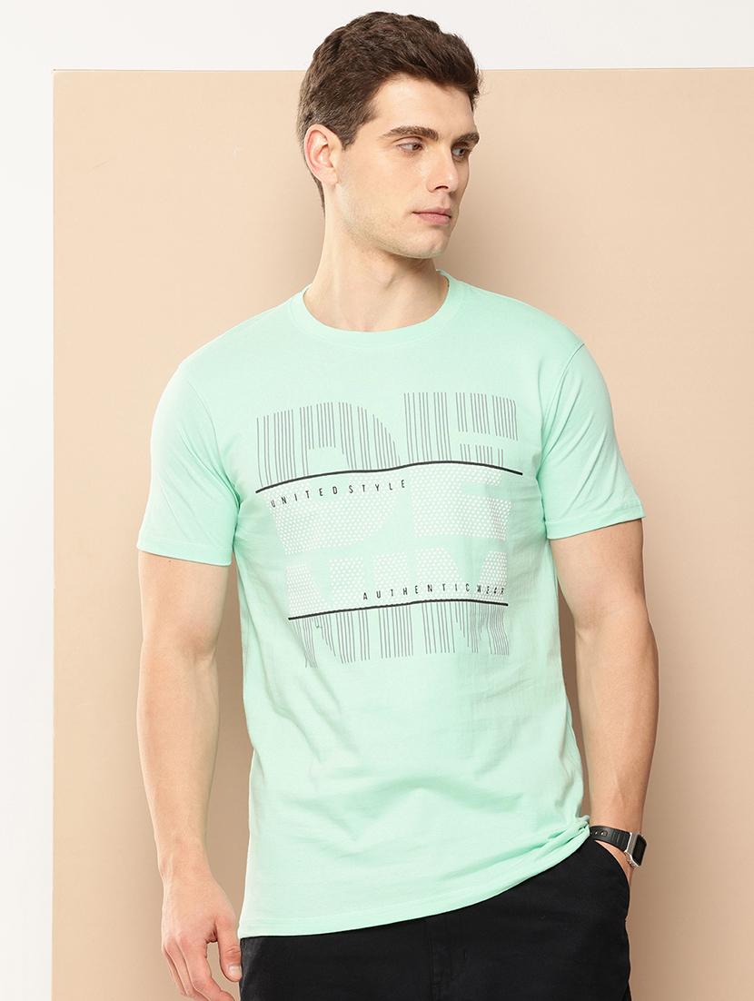 men front print round neck regular fit t-shirt - 21981927 - Standard Image - 1