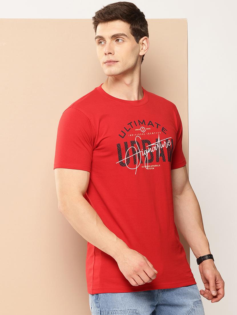 men chest print round neck regular fit t-shirt - 21981928 - Standard Image - 1