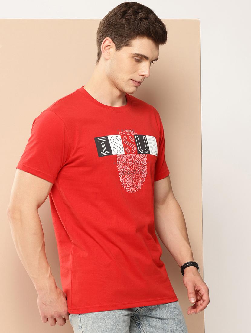 men chest print round neck regular fit t-shirt - 21981930 - Standard Image - 1