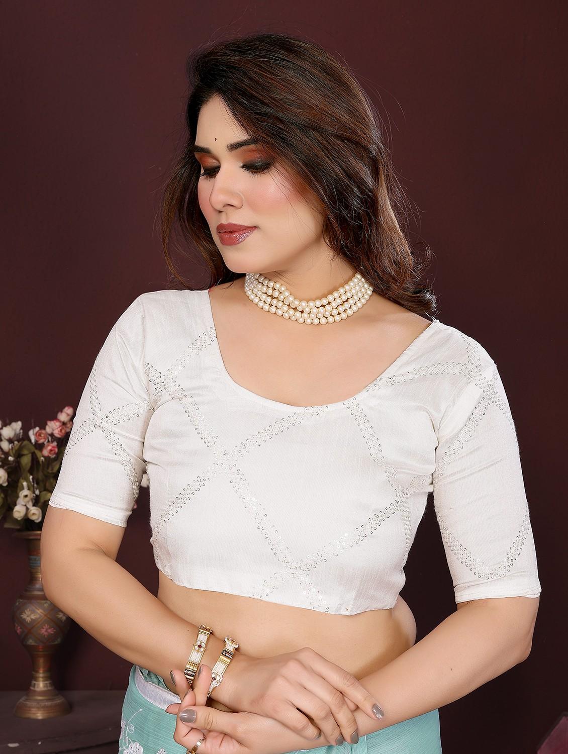 women neo mint embroidered saree with blouse - 21981933 - Standard Image - 4