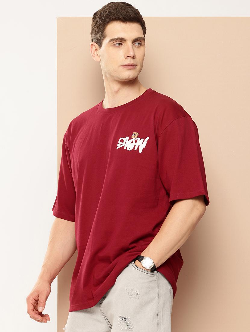 men front & back print round neck oversized t-shirt - 21982017 - Standard Image - 1