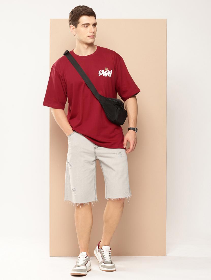 men front & back print round neck oversized t-shirt - 21982017 - Standard Image - 4
