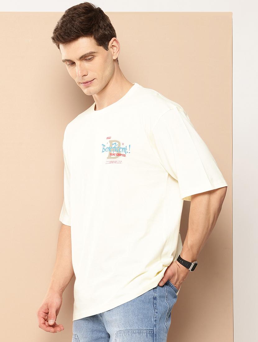 men front & back print round neck oversized t-shirt - 21982018 - Standard Image - 1